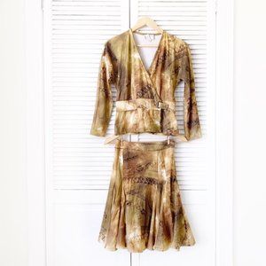 Alberto Makali Chain Printed Skirt Suit NWOT